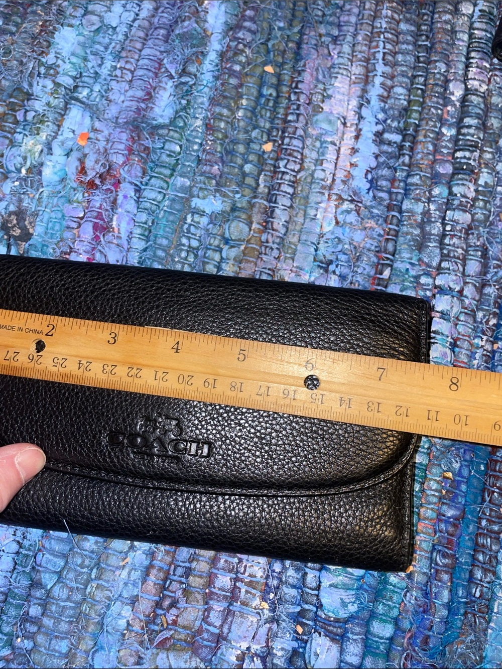 Coach Black Pebbled Leather Flap Wallet - Picture 8 of 9
